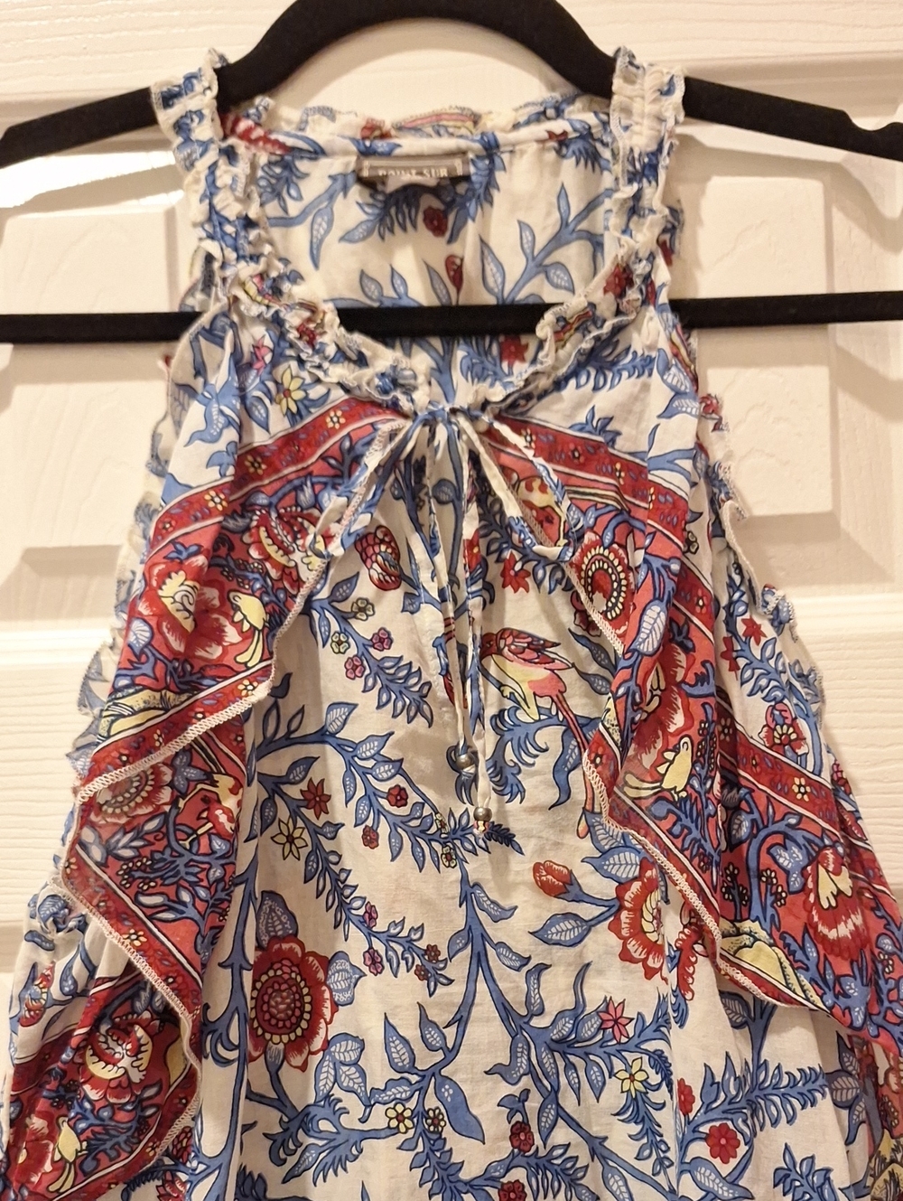 JCrew Point Sur - Blue & Red Floral Ruffled Cotton Tank Top - 12